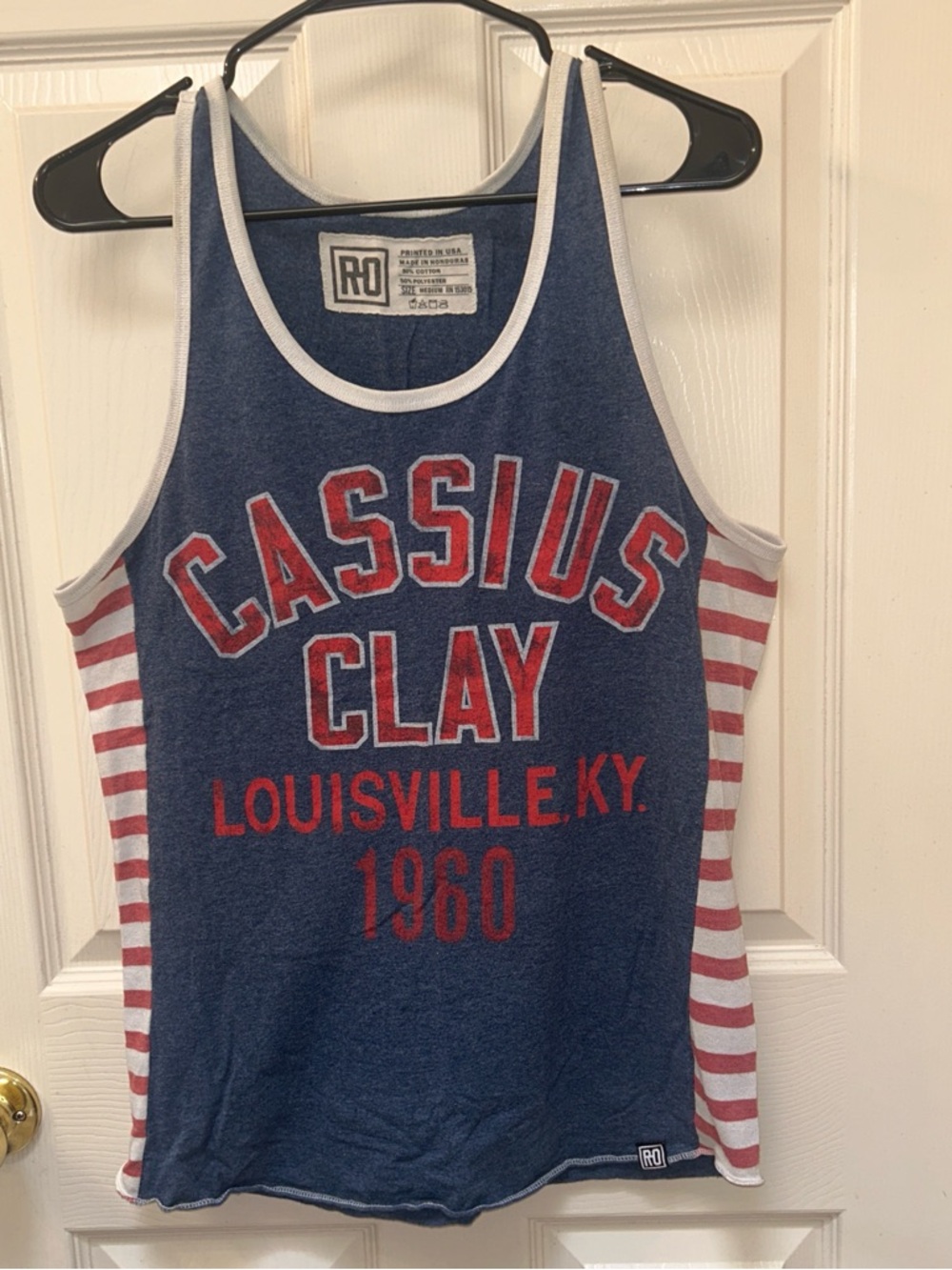 Roots of Fight Cassius Clay 1960 Retro Style Tank Top - Blue & Red Muhammad Ali